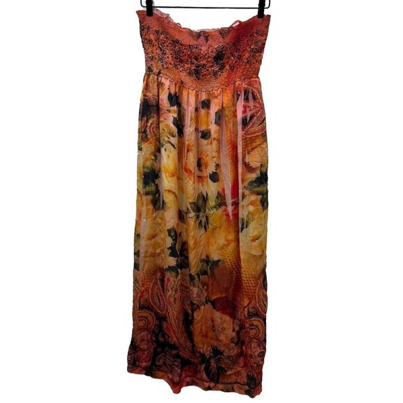 Women Lapis Red Orange Yellow‎ Green Pink Floral Paisley Dress Onesize - Picture 1 of 8